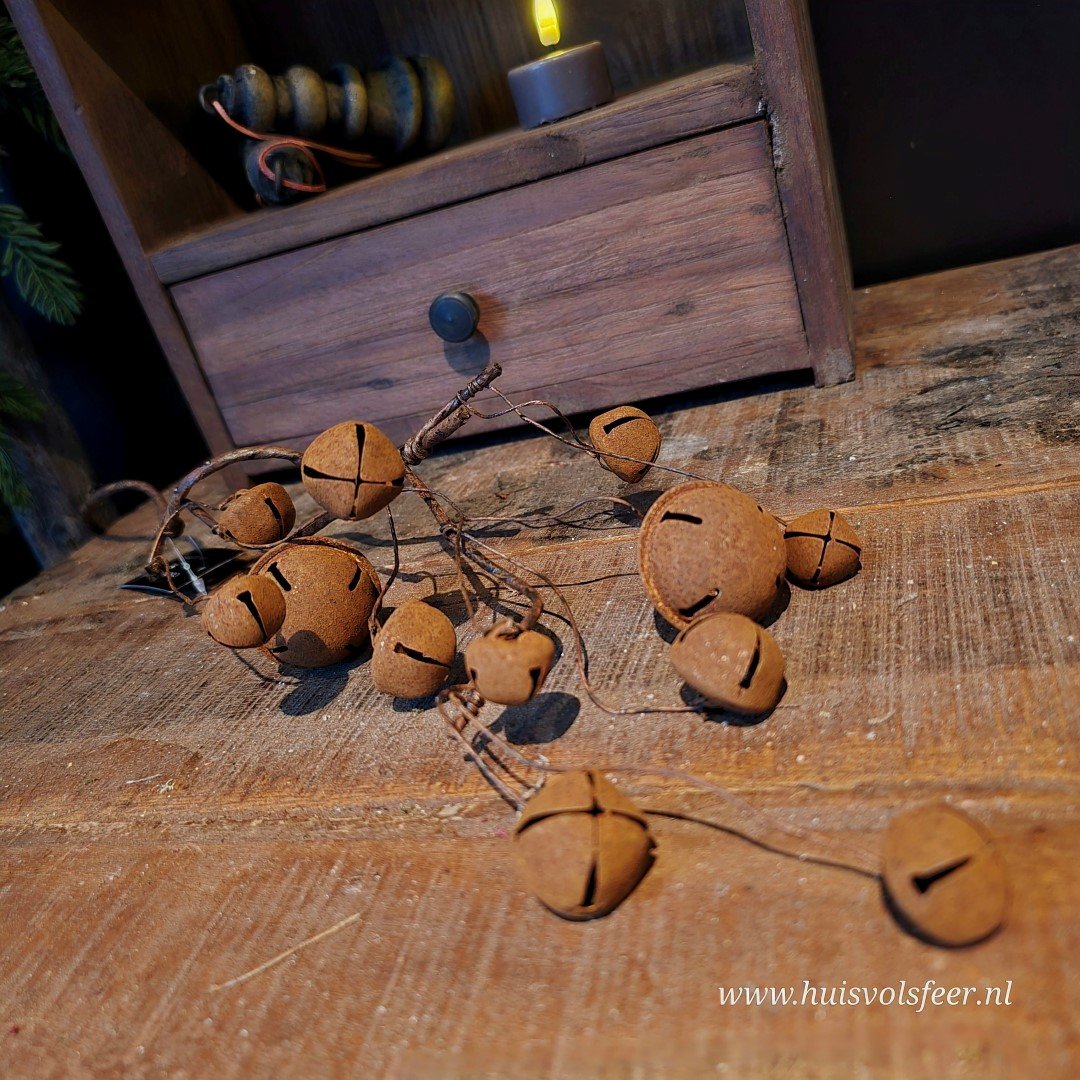 Kersttak met roestkleurige belletjes || 60 cm - Afbeelding 3