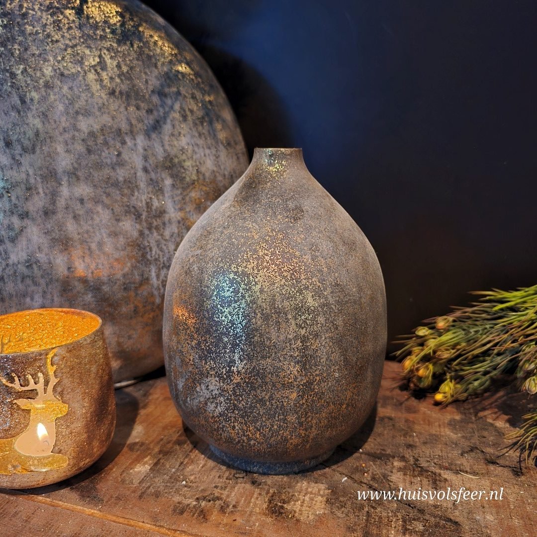 Bottle Metal- Antique Gold Black || 20 cm - Afbeelding 3