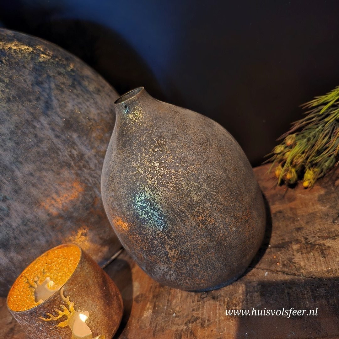 Bottle Metal- Antique Gold Black || 20 cm - Afbeelding 4