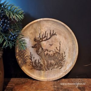 Plate Reindeer Print || Round