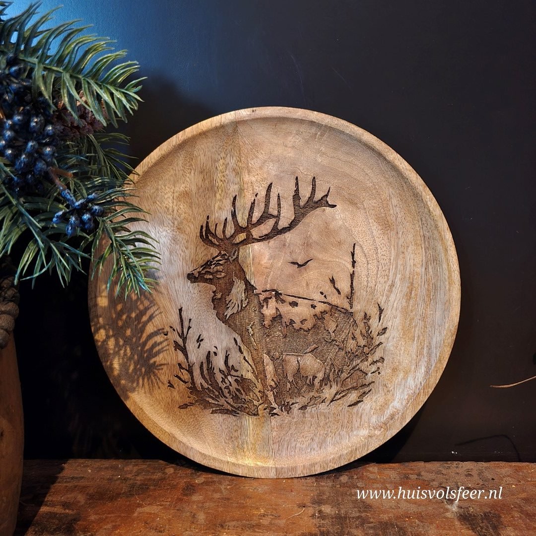 Plate Reindeer Print || Round