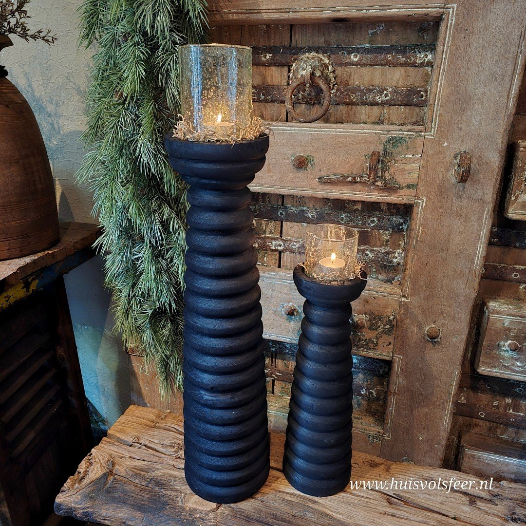 Kandelaar Paulownia- Black || 38 cm