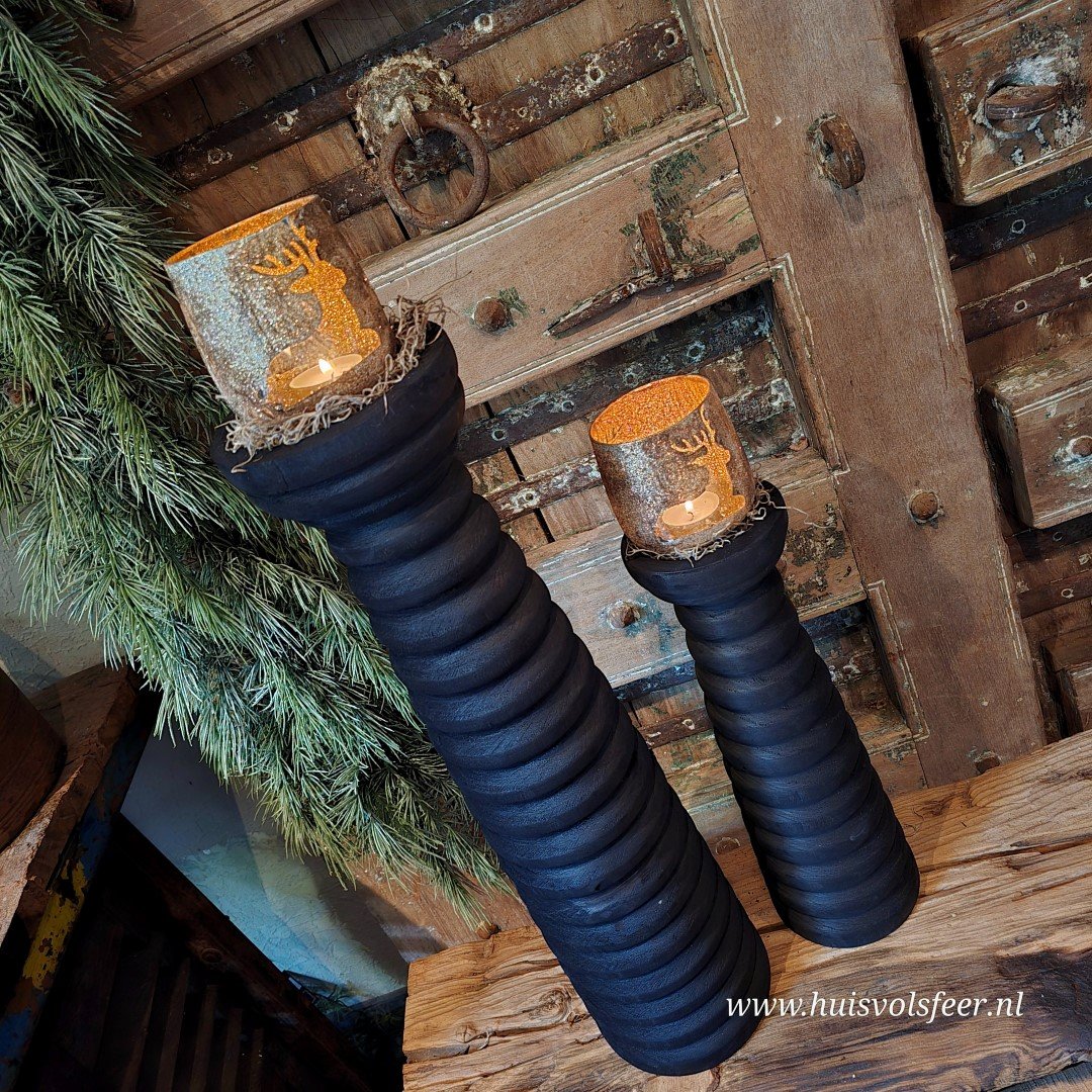 Kandelaar Paulownia- Black || 38 cm - Afbeelding 3