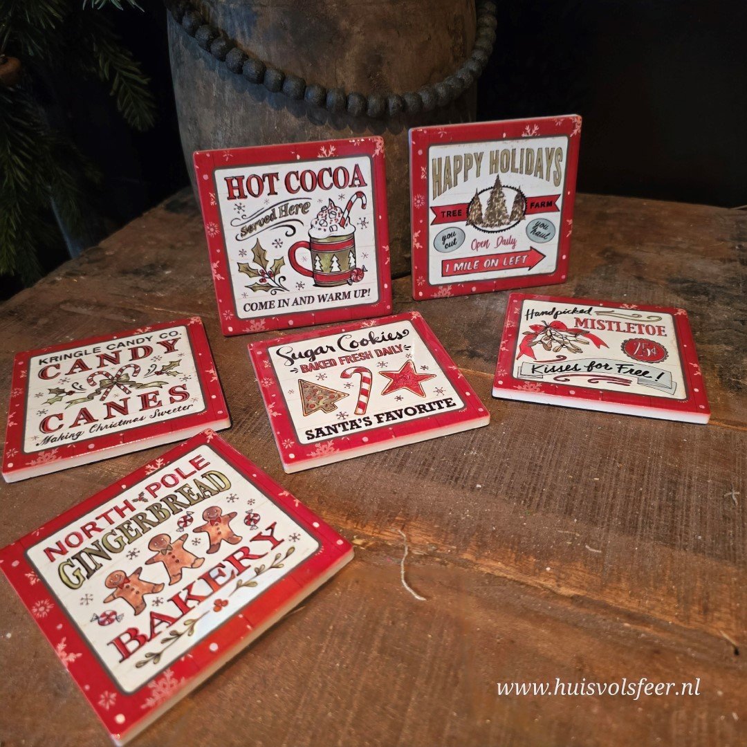 Set van 6 Onderzetters || Christmas Prints - Afbeelding 4