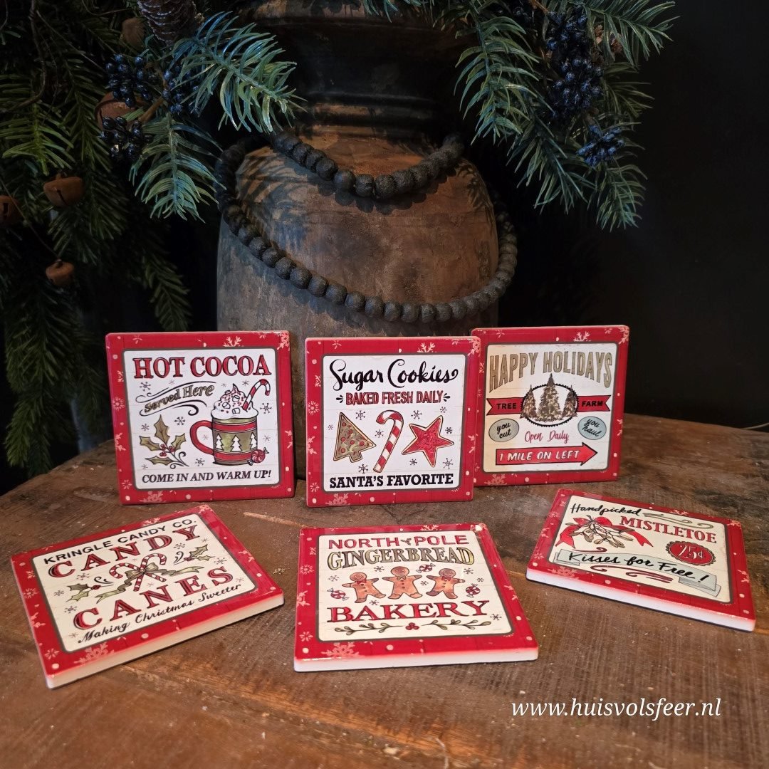 Set van 6 Onderzetters || Christmas Prints