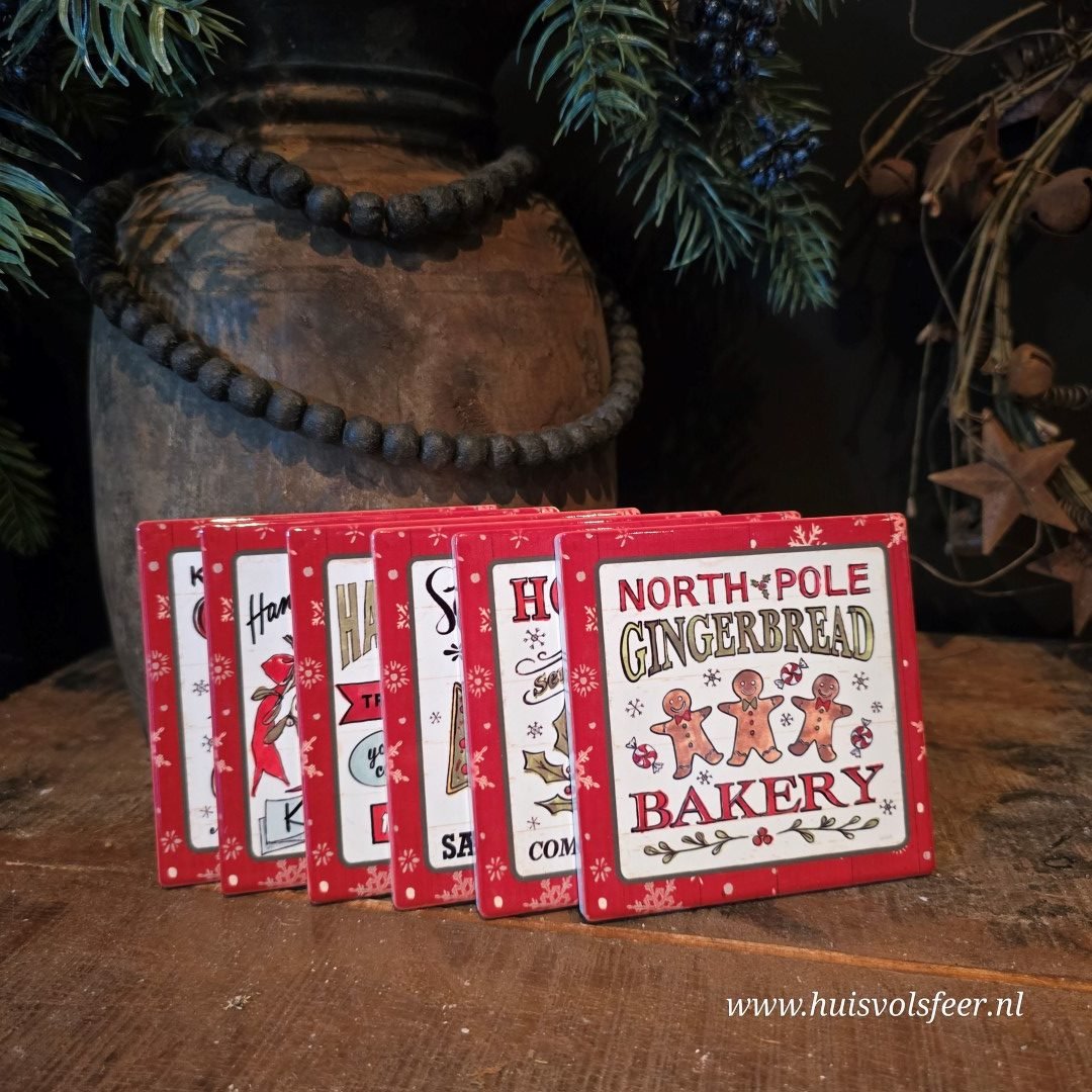 Set van 6 Onderzetters || Christmas Prints - Afbeelding 3