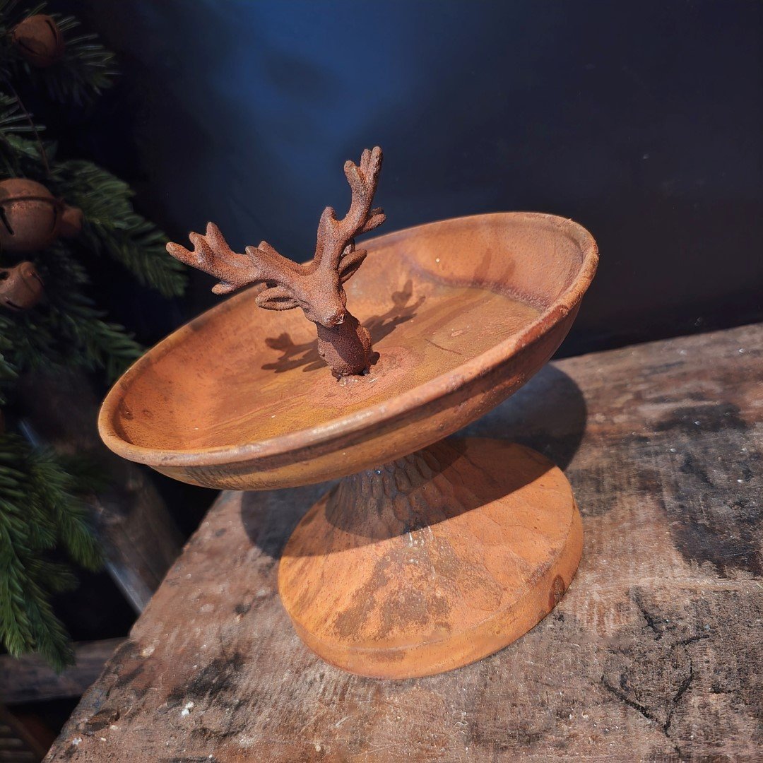 Schaal op voet- Roest met Hert - Afbeelding 5