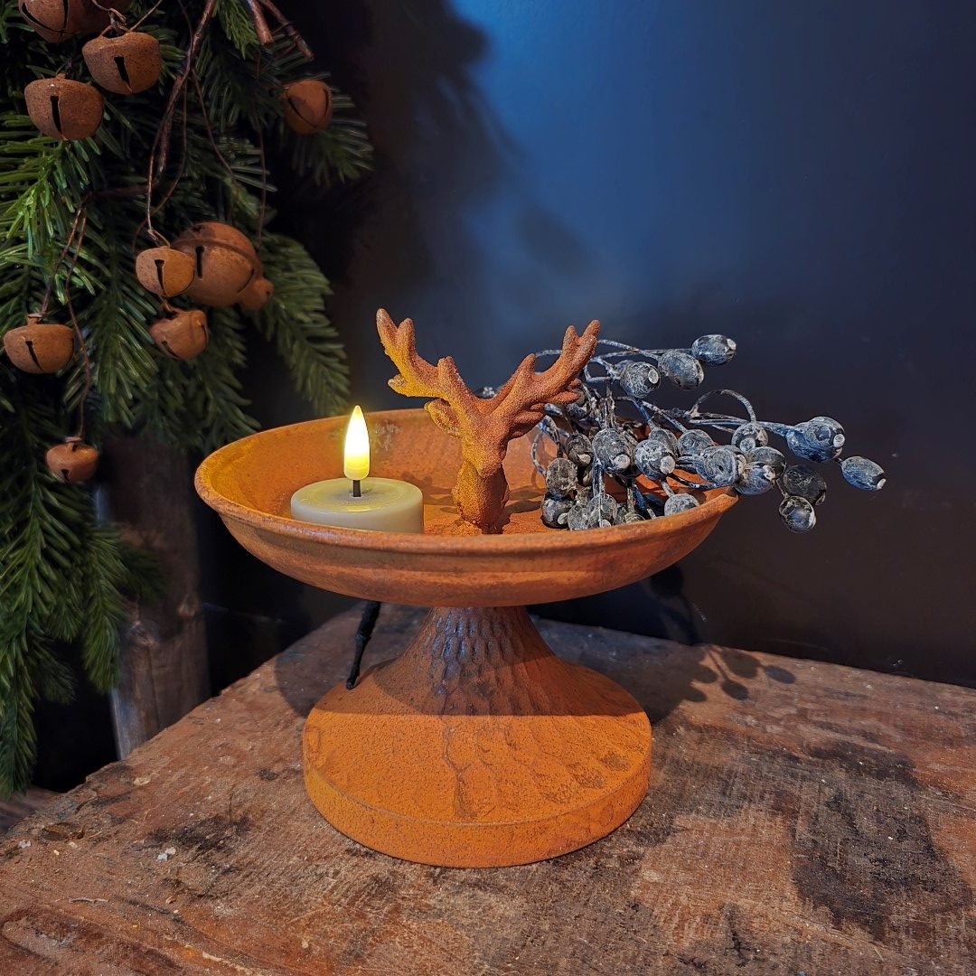 Schaal op voet- Roest met Hert - Afbeelding 3