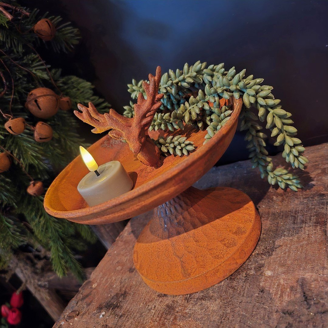 Schaal op voet- Roest met Hert - Afbeelding 2