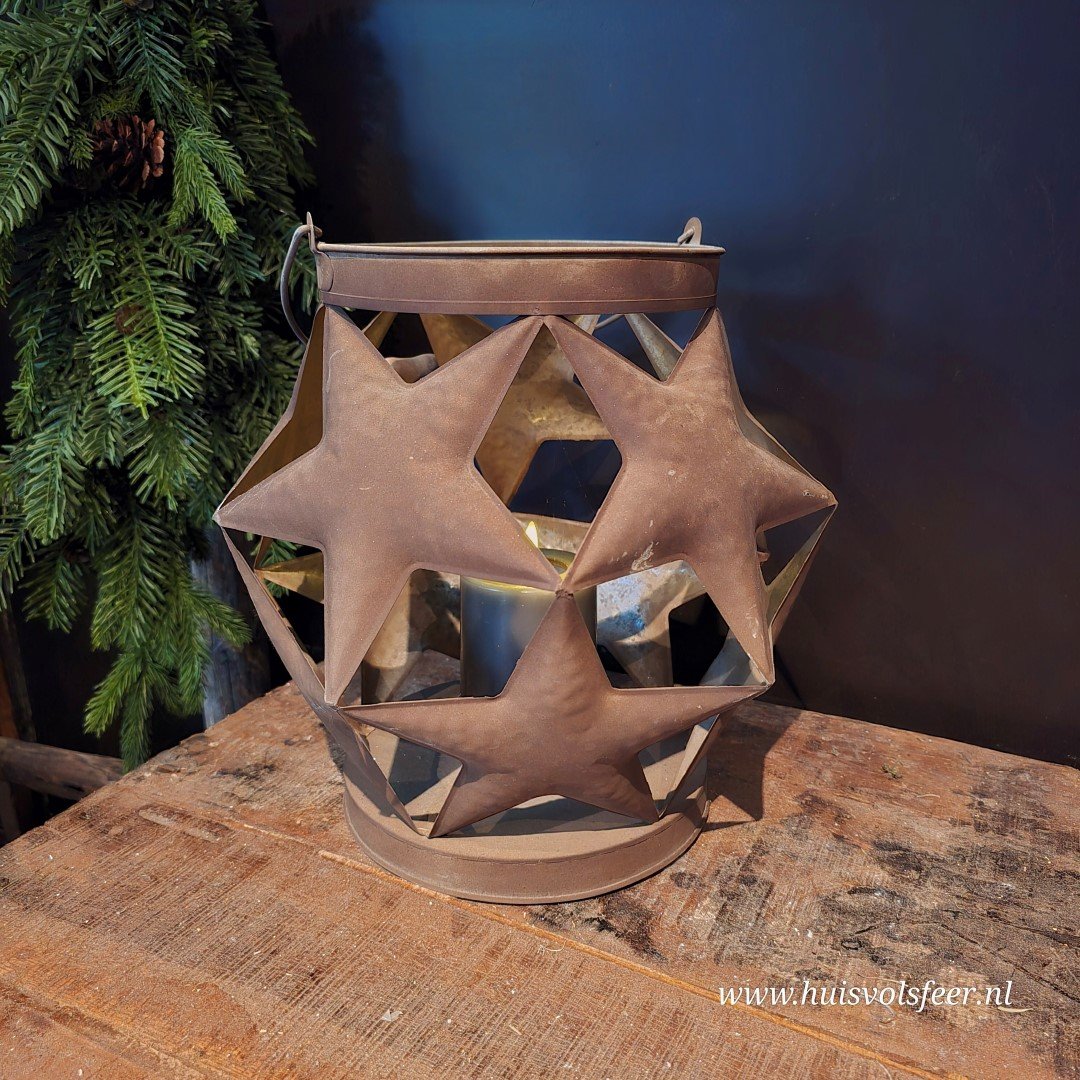 Star Ball Windlicht- Roest - Afbeelding 4