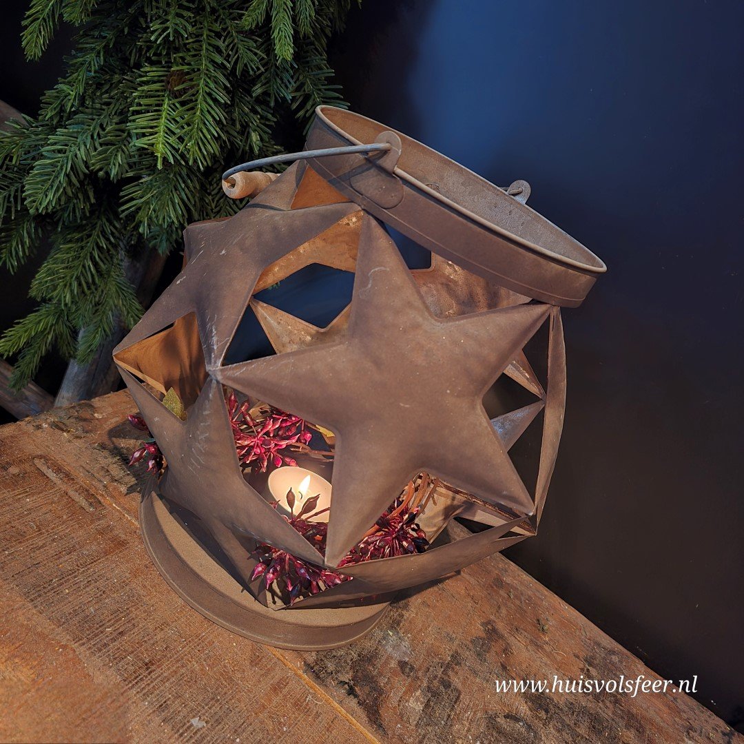 Star Ball Windlicht- Roest - Afbeelding 2