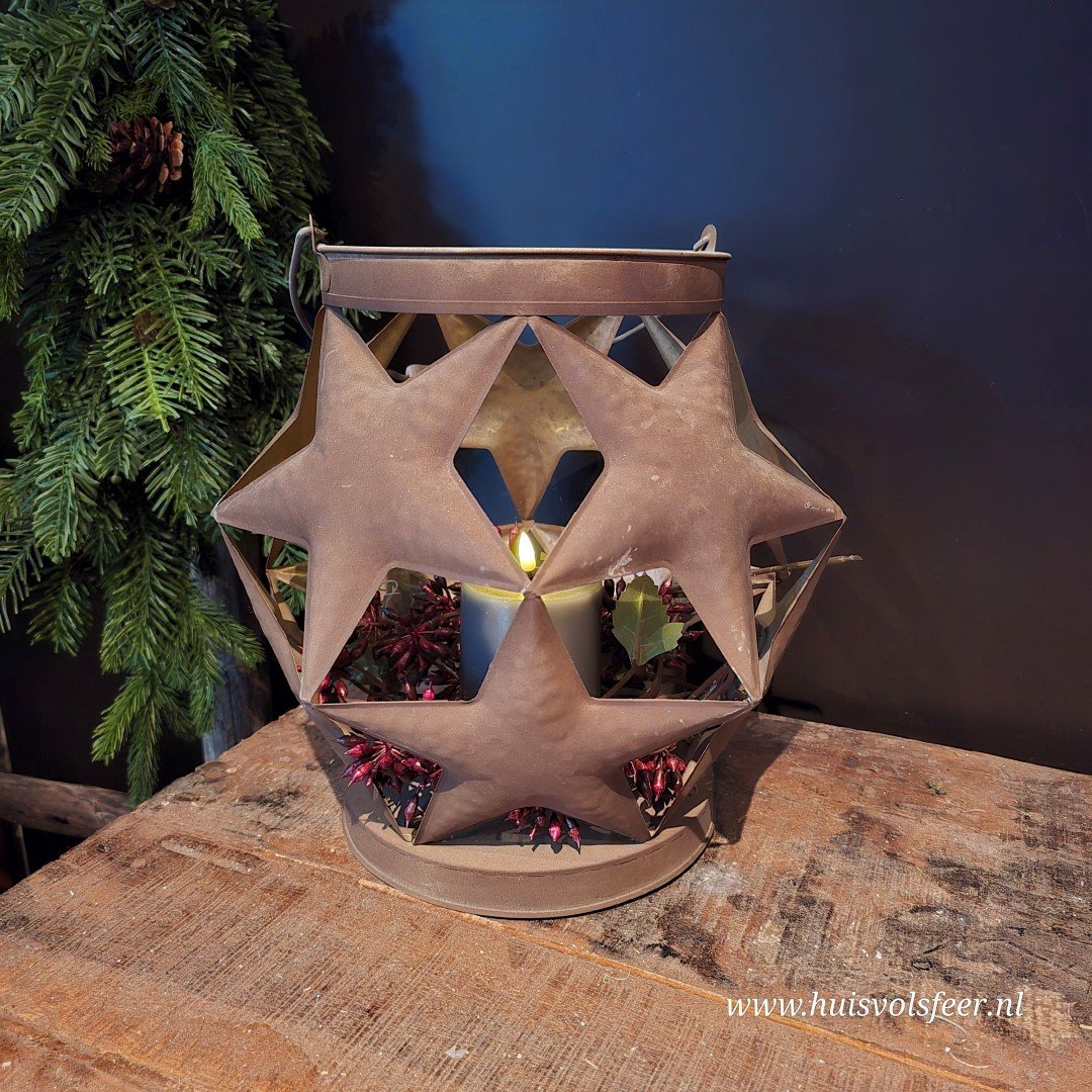 Star Ball Windlicht- Roest