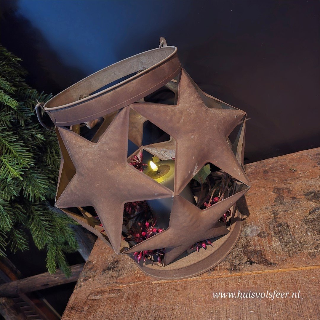 Star Ball Windlicht- Roest - Afbeelding 3
