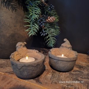 Set of 2 Tealight Cups Santa Claus on his Belly- Majestic Brown || Brynxz.