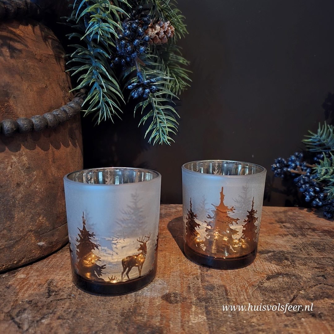 Waxinelichthouder Hert || Goud/Wit - Afbeelding 3