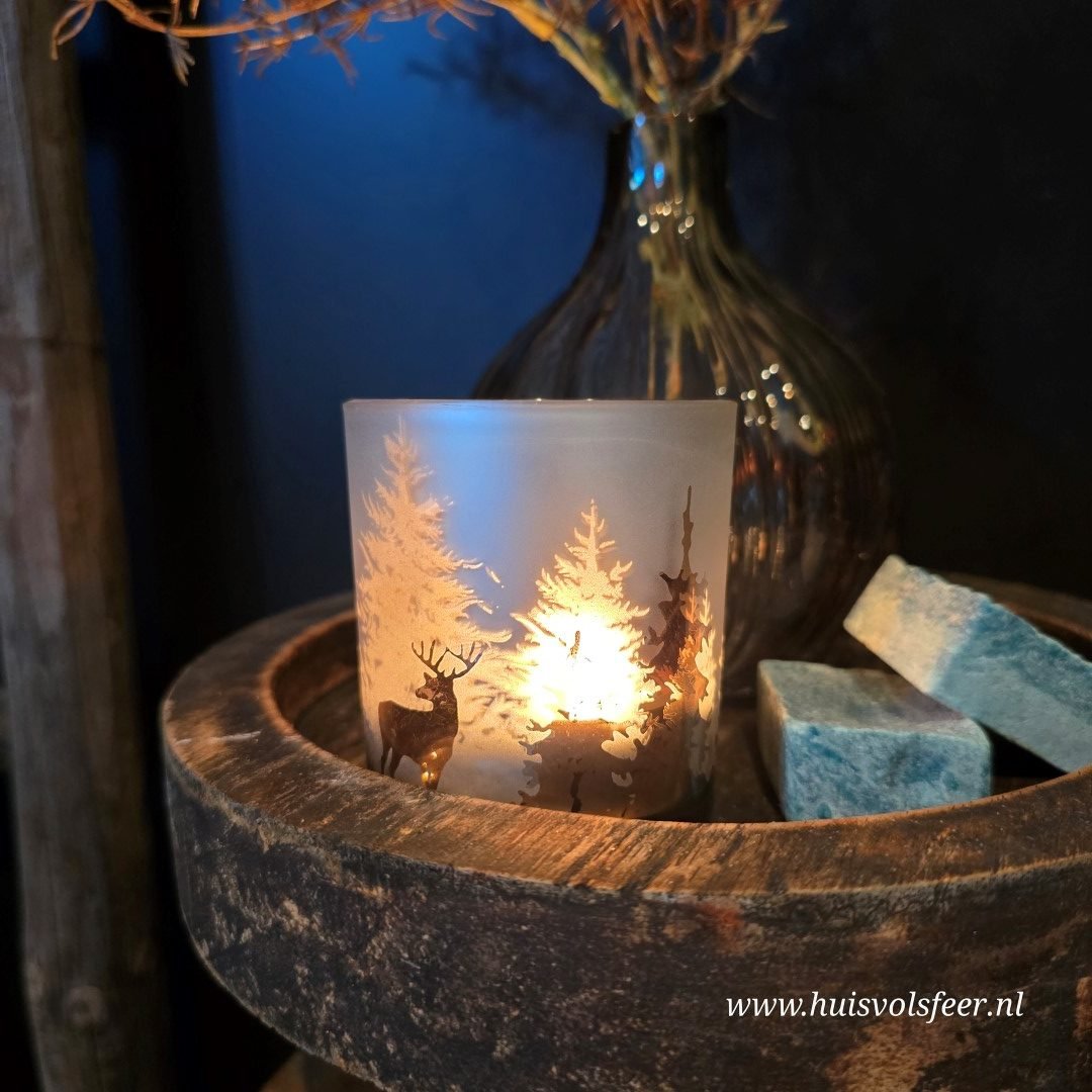 Waxinelichthouder Hert || Goud/Wit - Afbeelding 4