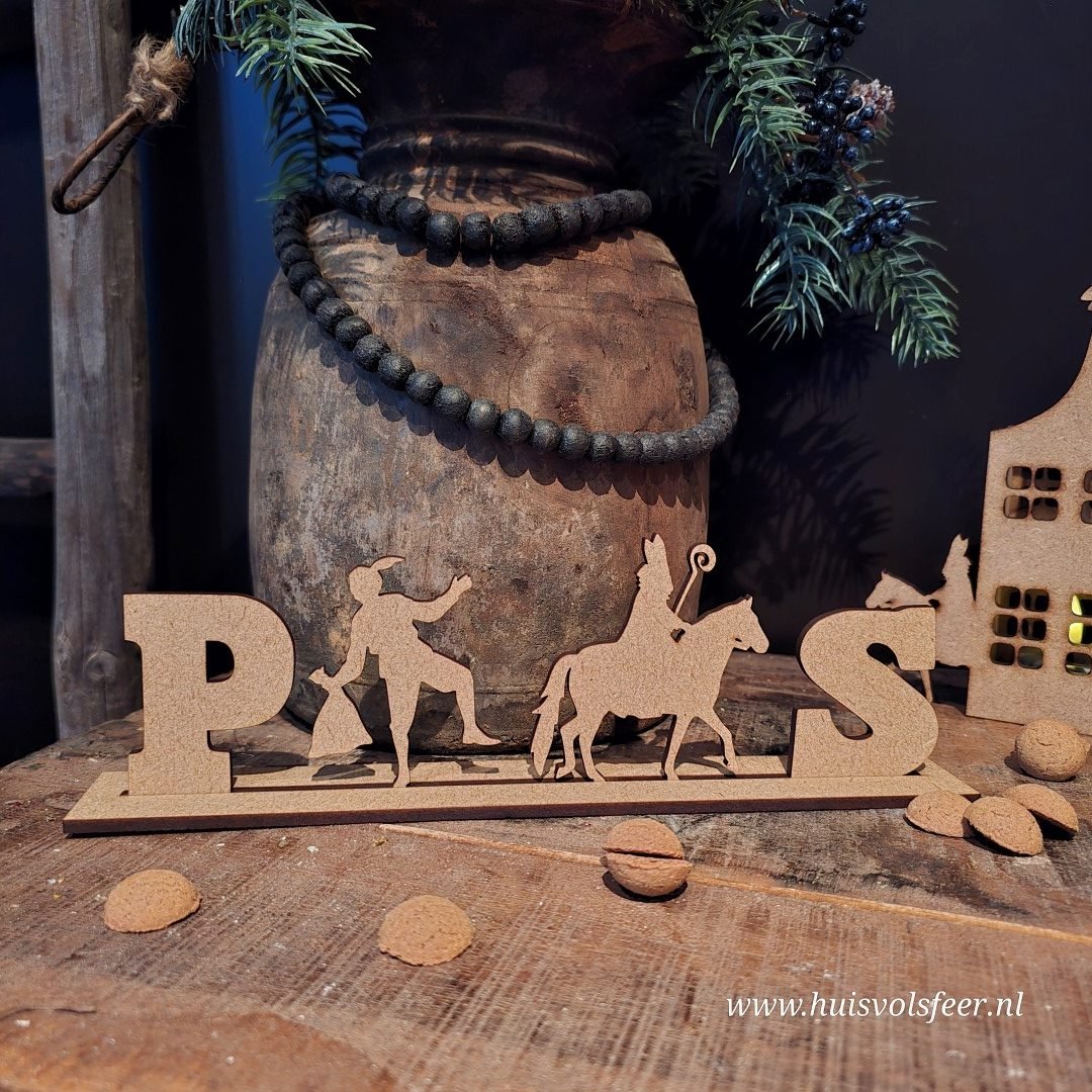 Houten Stander Sint & Piet- Handgemaakt - Afbeelding 3