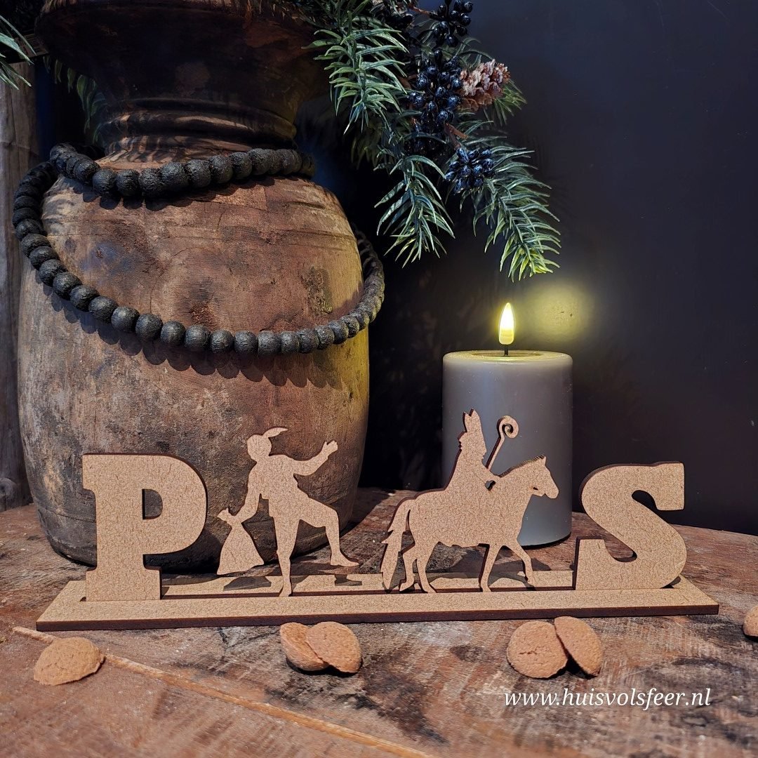 Houten Stander Sint & Piet- Handgemaakt