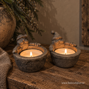 Set of 2 Tealight Cups Santa Claus on his Belly- Majestic Brown || Brynxz.