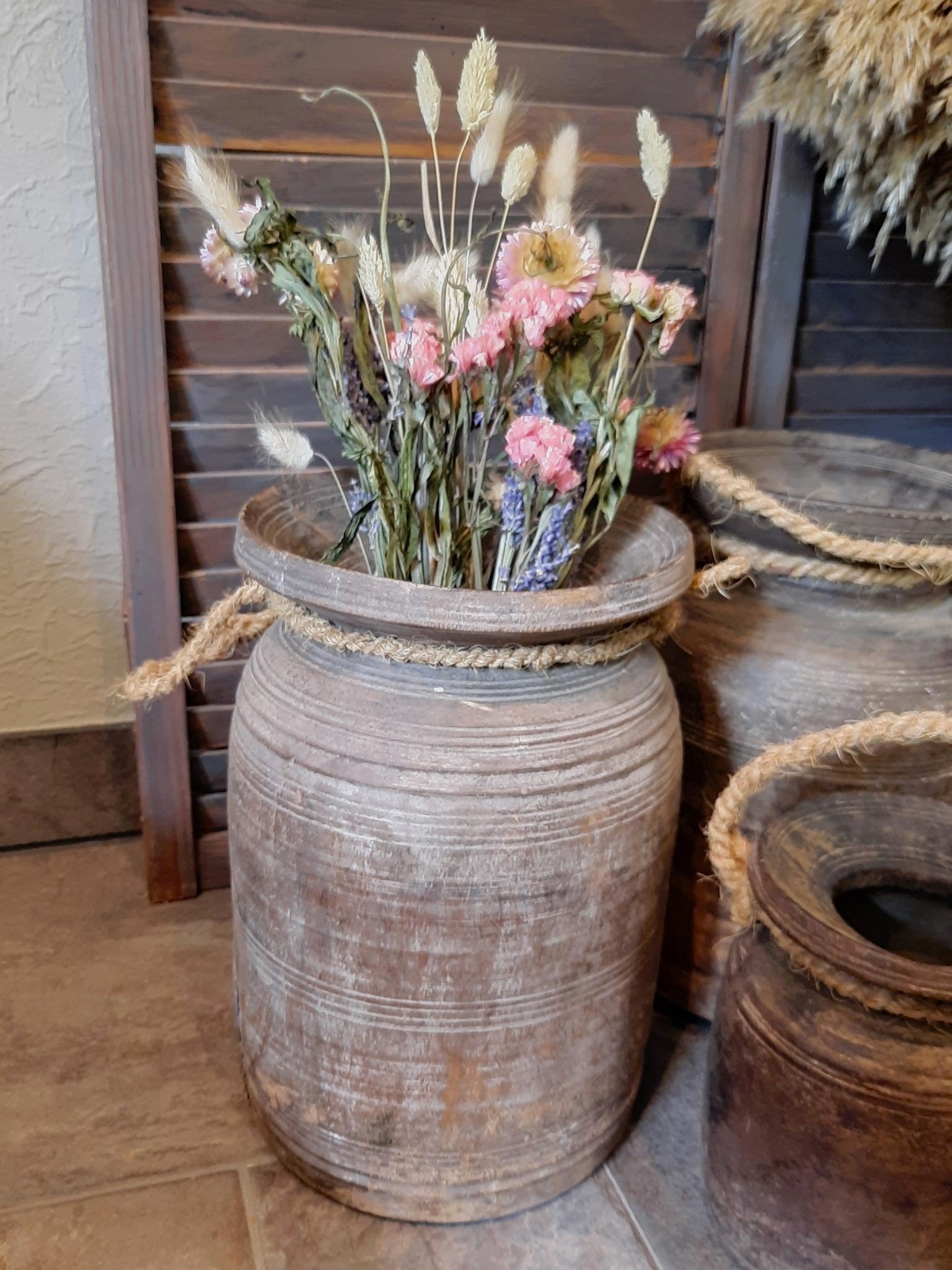 Nepalese kruik/ vaas met touw || Large - Afbeelding 6