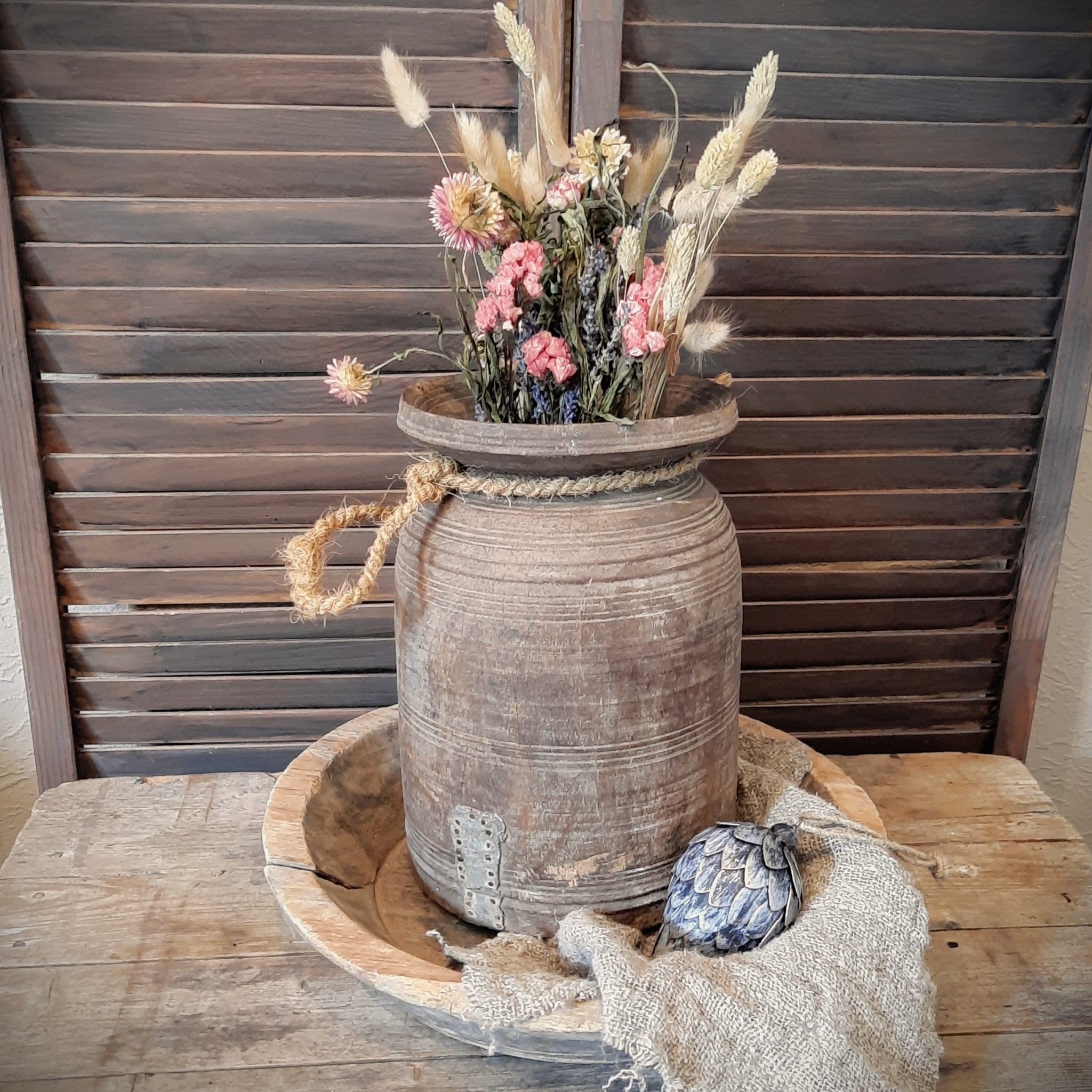 Nepalese kruik/ vaas met touw || Large - Afbeelding 5