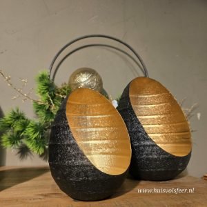 Waxinelichthouder Black/Gold - 20 cm