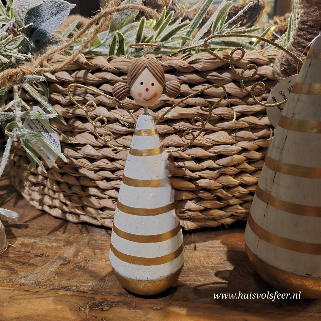 Houten Engeltje met Gouden Vleugels - Afbeelding 4