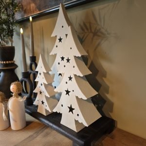 Sneeuwwitte metalen dennenboom- 38 cm