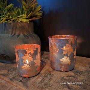 Set of 2 tealight holders- "Chestnut Leaf"
