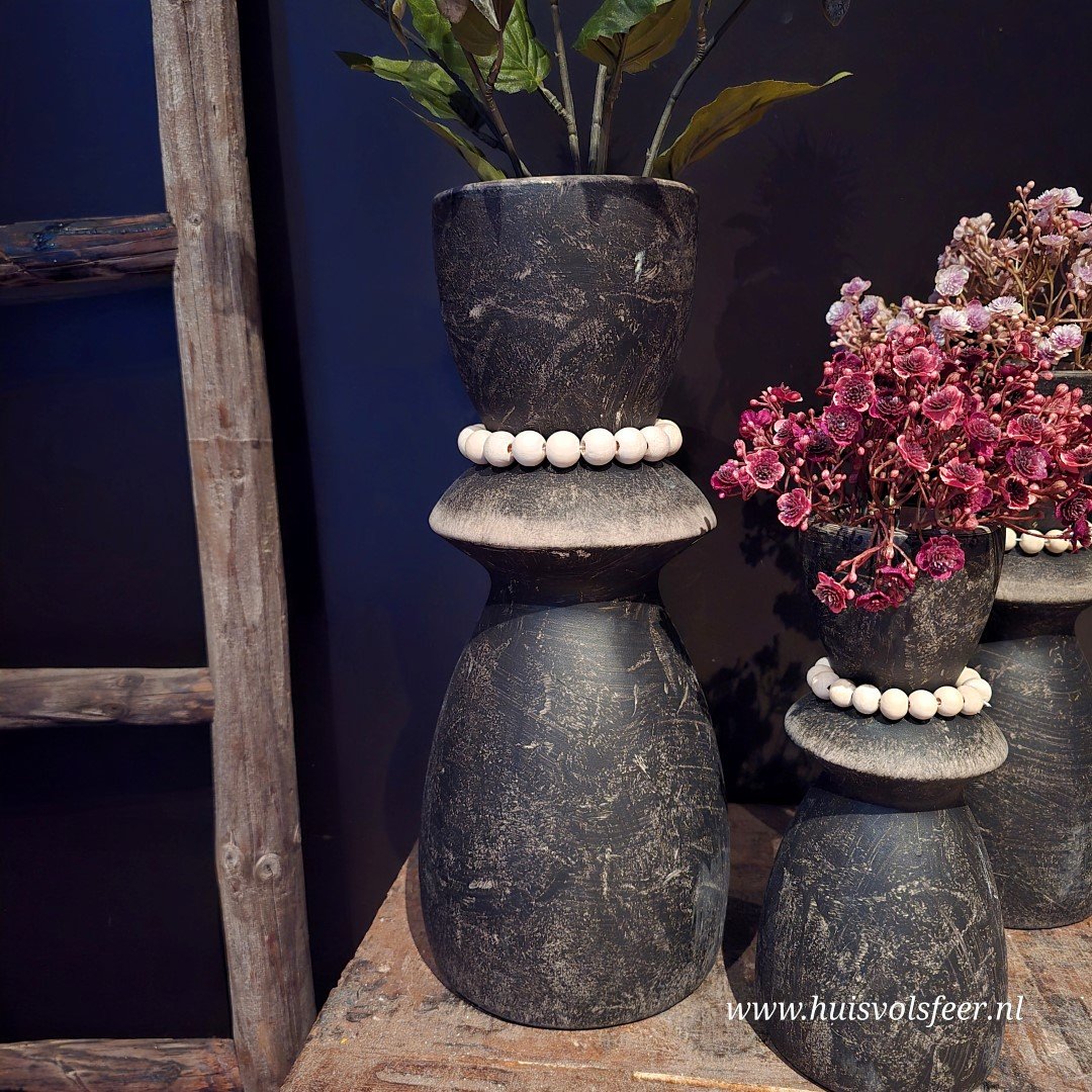 Pors vaas met kralen- 24 cm - Afbeelding 2