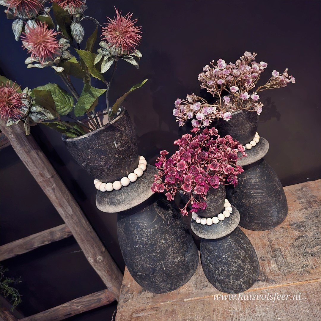 Pors vaas met kralen- 24 cm - Afbeelding 3