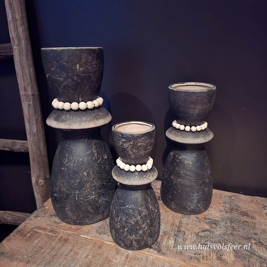 Pors vaas met kralen- 24 cm - Afbeelding 4