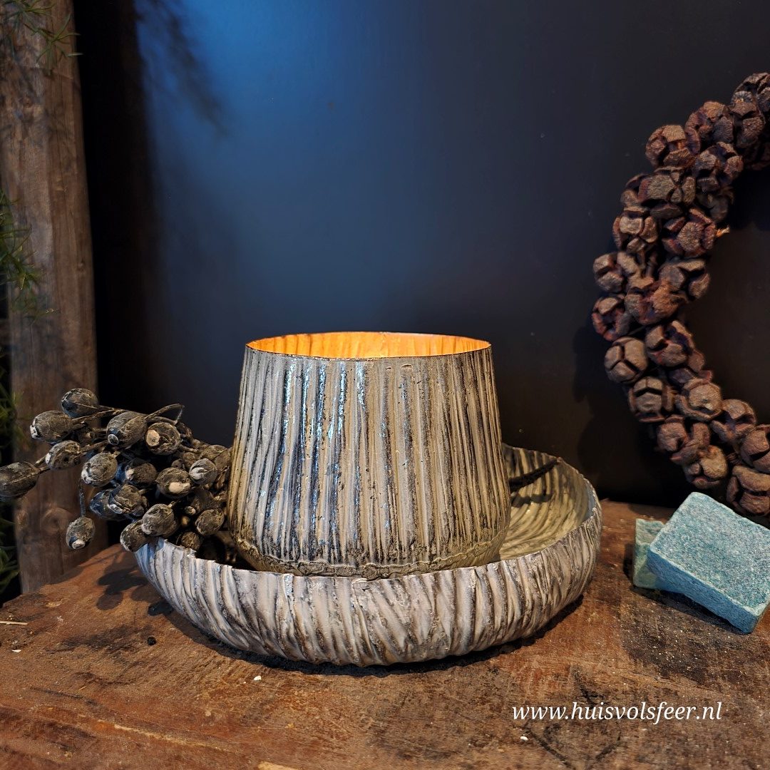 Bewerkte Schaal Gold White- Hoge rand || 19 cm