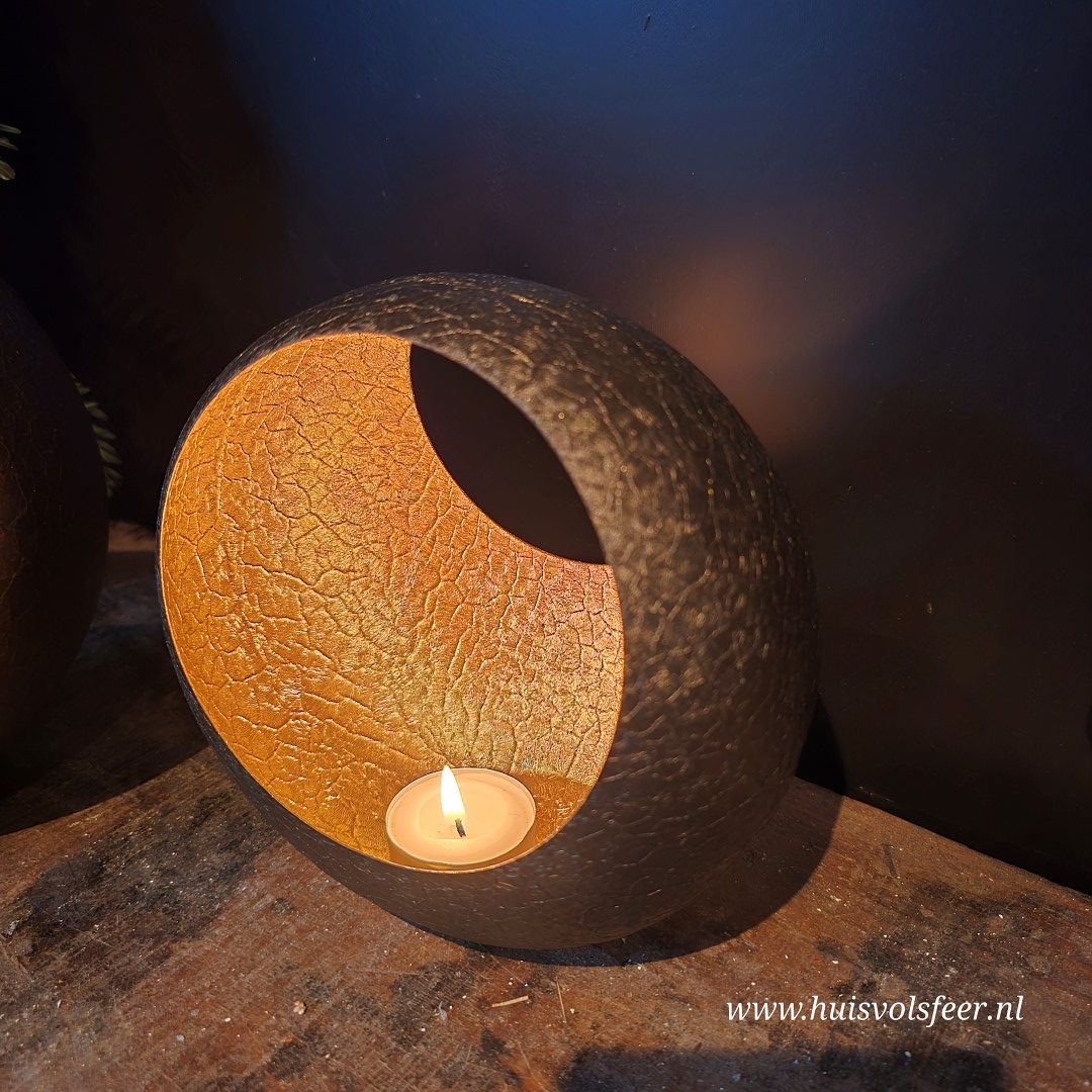 Waxinelichthouder Ring- Brons || 17 cm. - Afbeelding 4