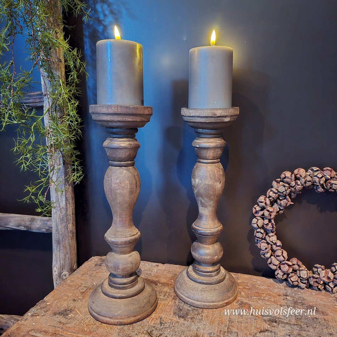 Houten kandelaar || 35 cm