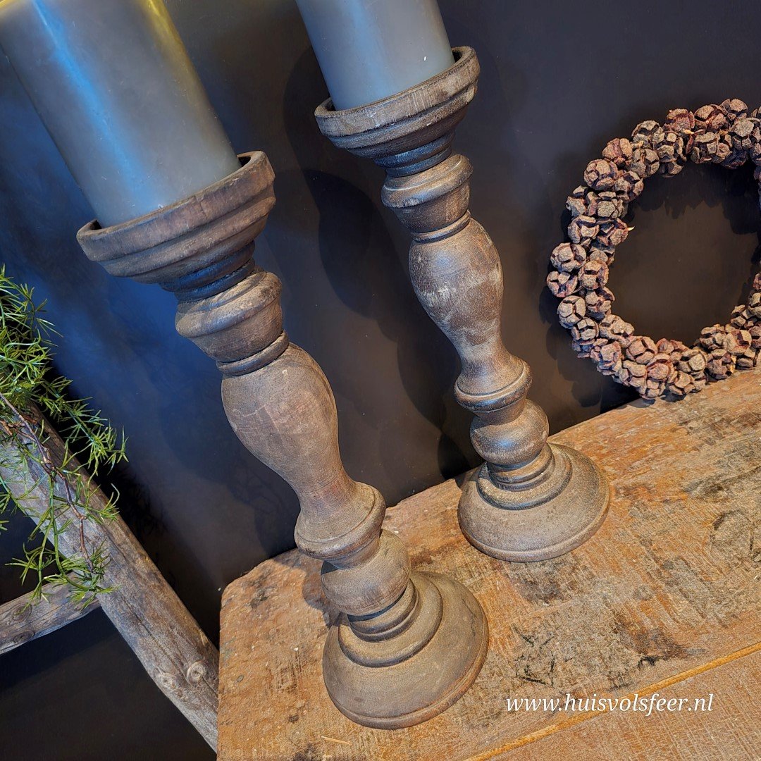 Houten kandelaar || 35 cm - Afbeelding 2