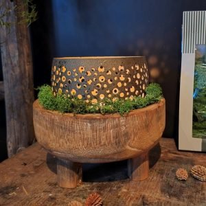 Houten schaal op voet || 18 cm