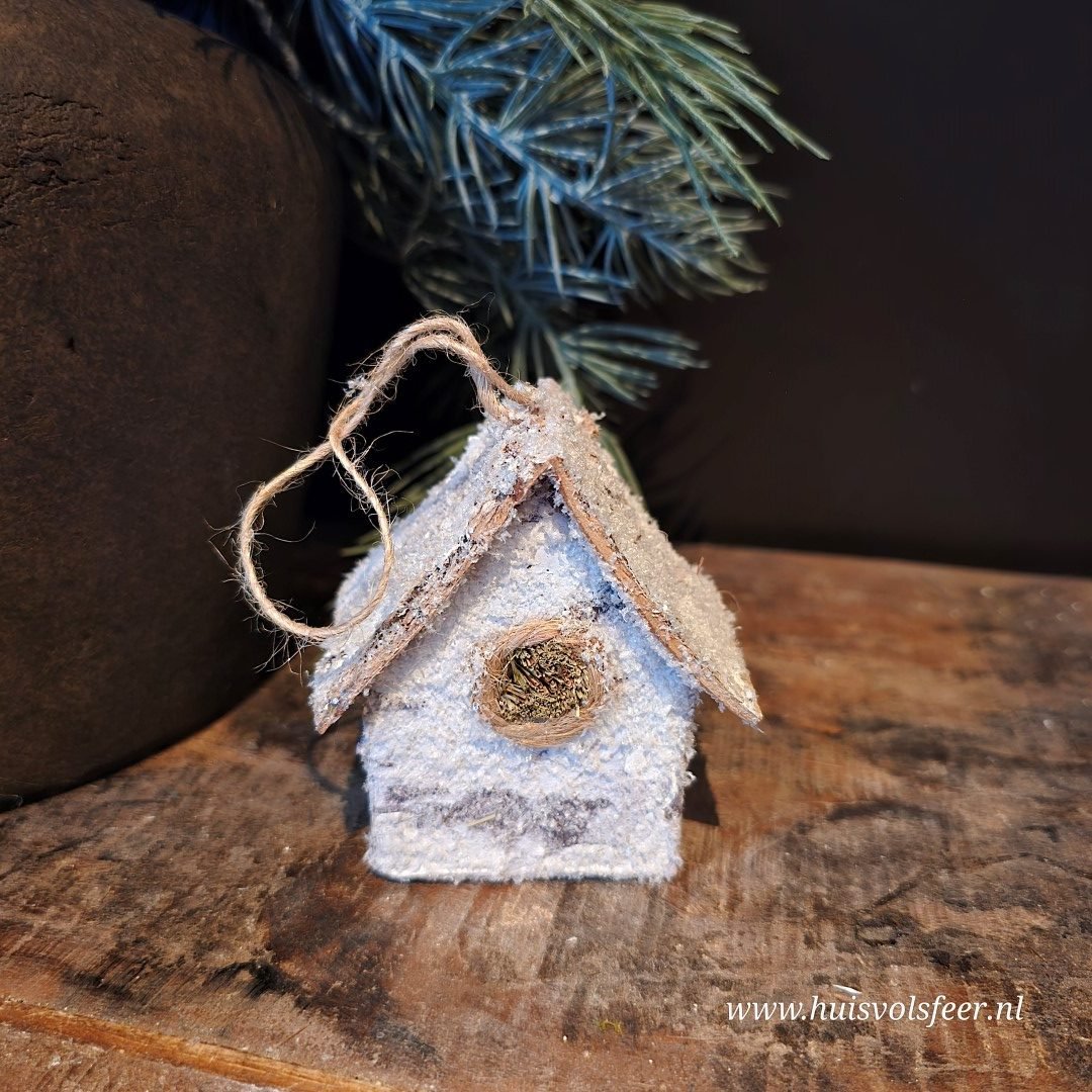 Set van 3 houten huisjes met sneeuwlook || Winterse decoratie - Afbeelding 3