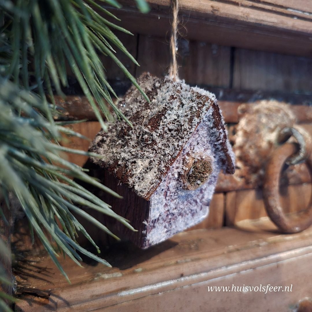 Set van 3 houten huisjes met sneeuwlook || Winterse decoratie - Afbeelding 11