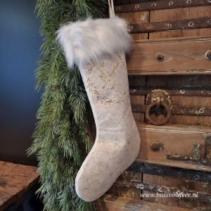 Kerstsok met Rendier || Wit