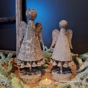 Engel met belletjes- 28 cm || Old Grey