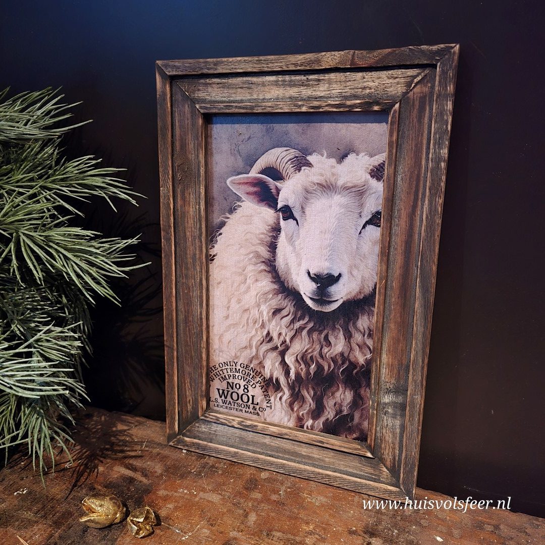 Houten lijst- Schaap || 20xH30 cm - Afbeelding 2