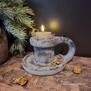 Candleholder Nostalgic with Handle- Stone Black || Brynxz