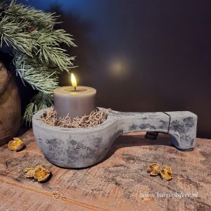 Tealightholder Scoop- Stone Black || Brynxz