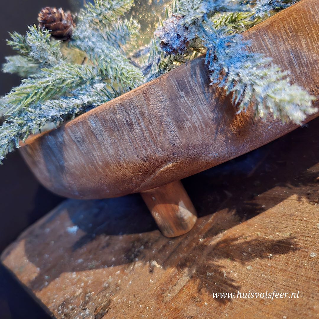 Houten schaal op voet || 38 cm - Afbeelding 8