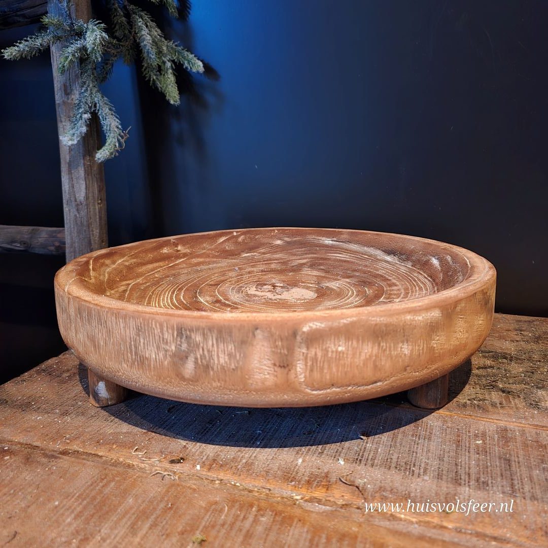 Houten schaal op voet || 38 cm - Afbeelding 9