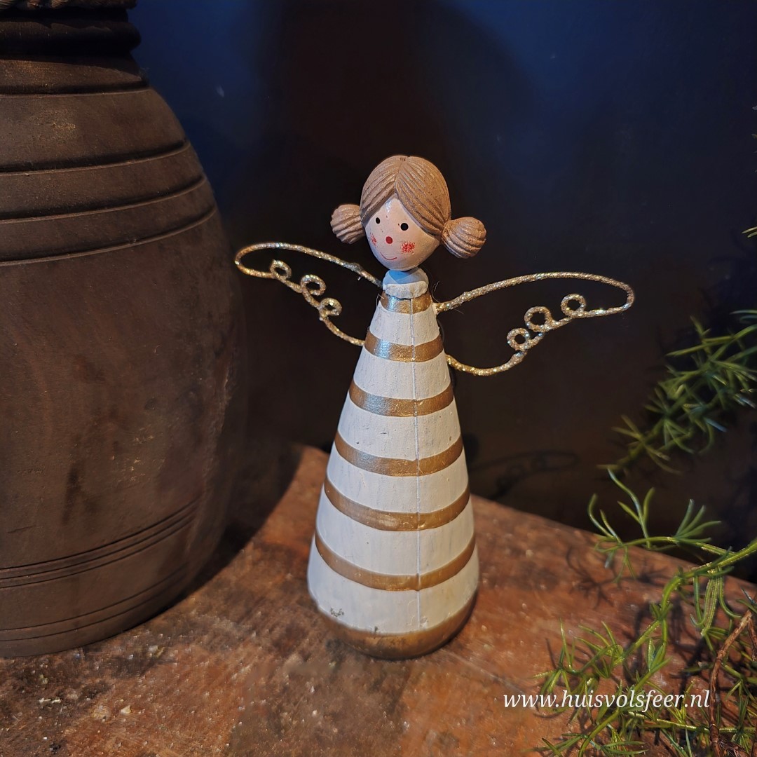 Houten Engeltje met Gouden Vleugels - Afbeelding 6