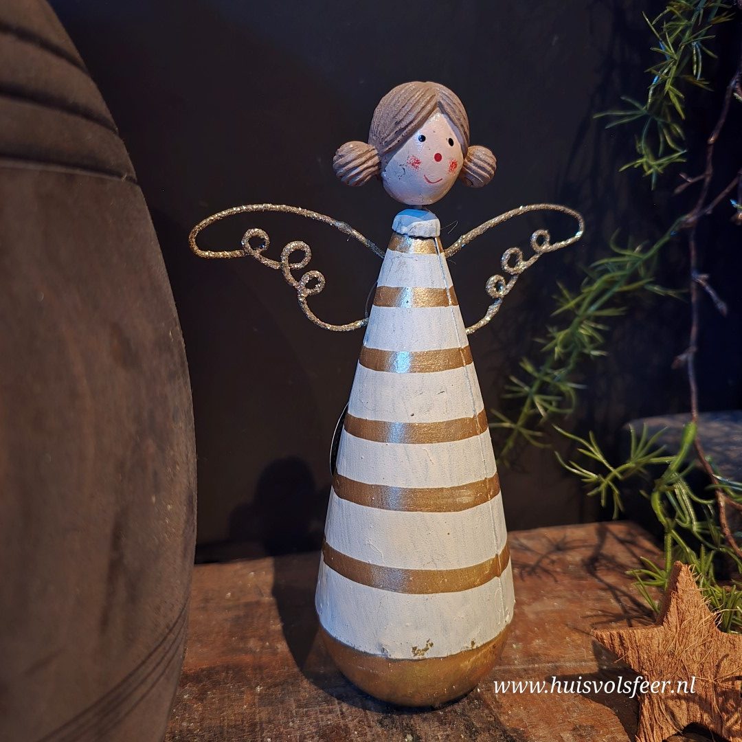 Houten Engeltje met Gouden Vleugels - Afbeelding 2