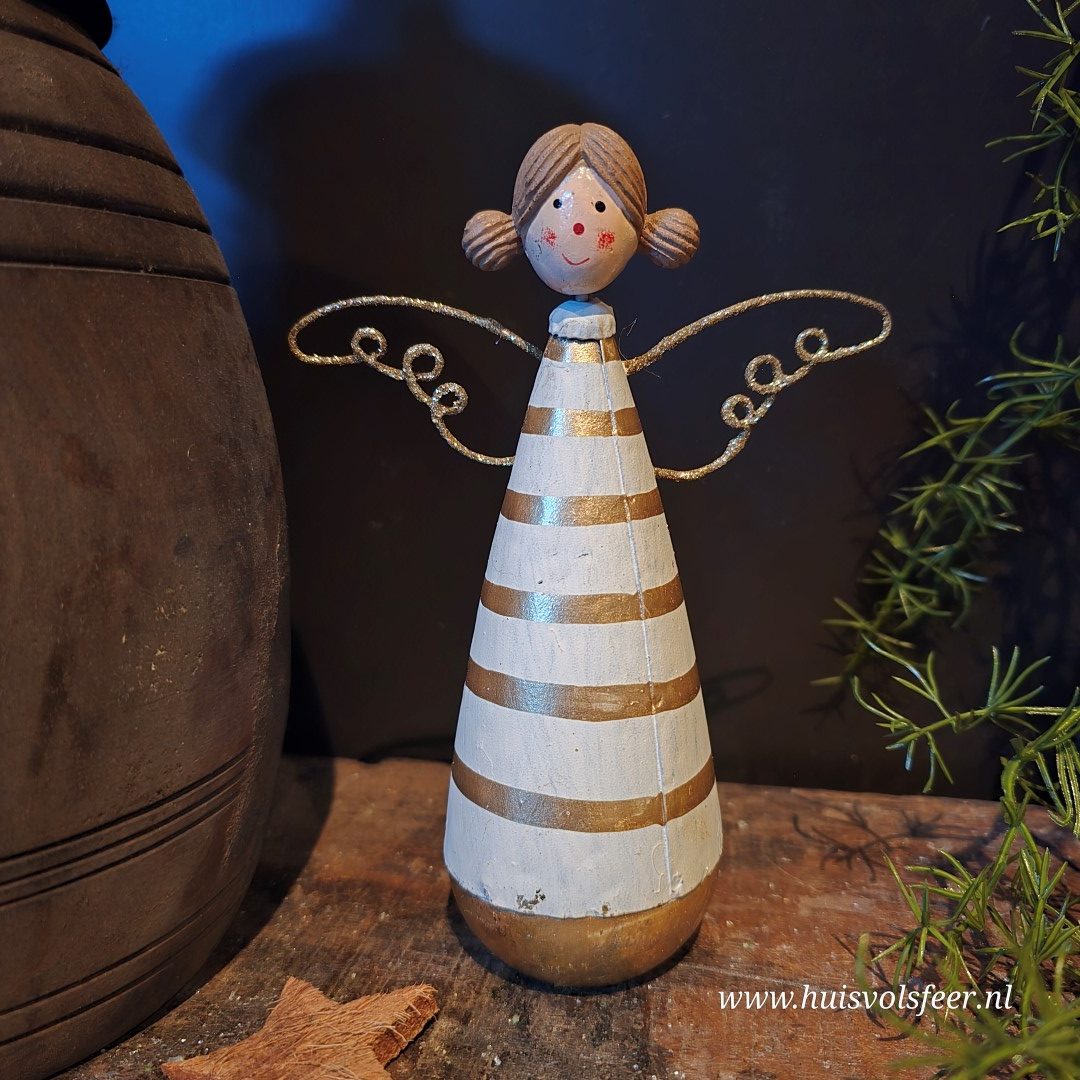 Houten Engeltje met Gouden Vleugels