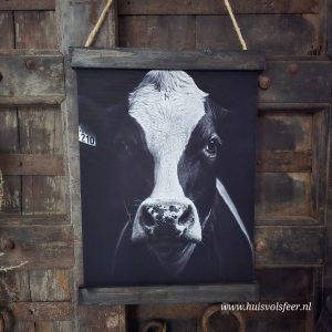 Wanddoek "Landelijk en sfeervol"- Koe || 30x40 cm.